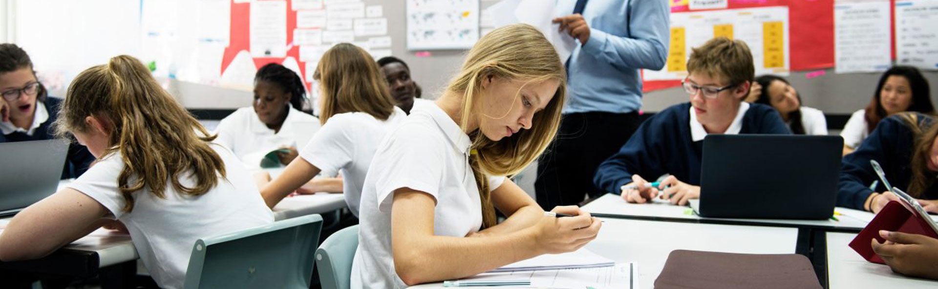Classroom of students studying